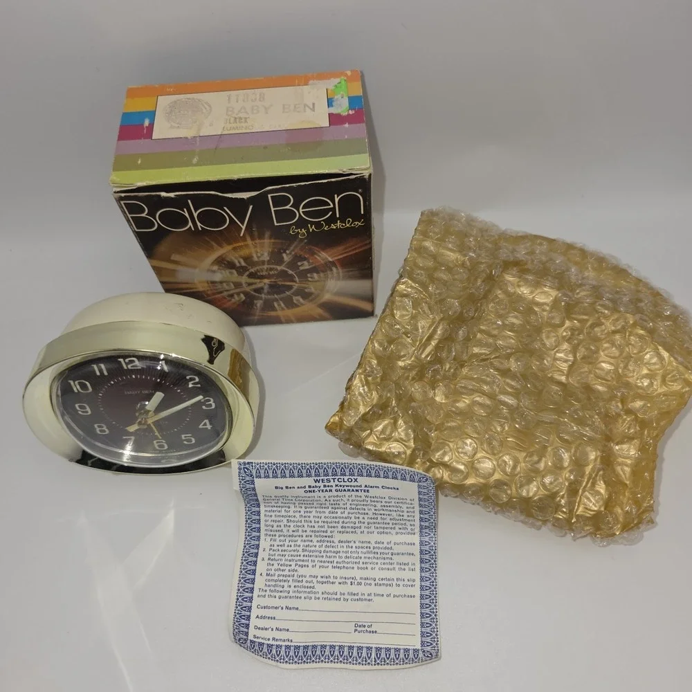 Vintage 1960s Westclox Baby Ben Alarm Clock With Original Box Made In USA